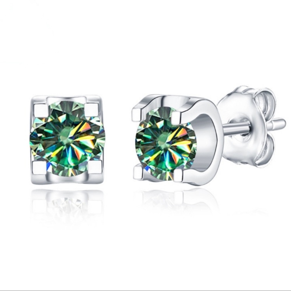 Certified 1 Carat Moissanite VVS1 Earrings NEW